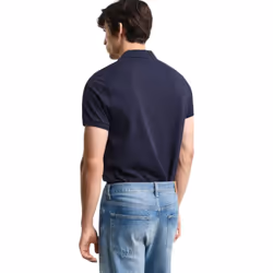Gant Mens Regular Fit Short Sleeve Shield Pique Polo - EVENING BLUE, S - Additional view 4