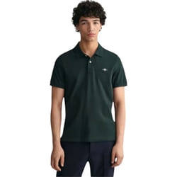 Gant Mens Regular Fit Short Sleeve Shield Pique Polo - TARTAN GREEN, 3XL