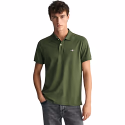 Gant Mens Regular Fit Short Sleeve Shield Pique Polo - PINE GREEN, 2XL
