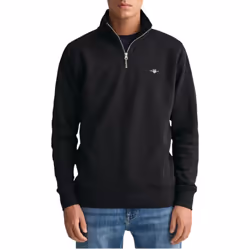 GANT Mens Sweatshirt Half Zip Pullover Jumper Black - Black, M