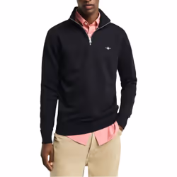GANT Mens Sweatshirt Half Zip Pullover Jumper Black - Black, M