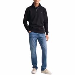 GANT Mens Sweatshirt Half Zip Pullover Jumper Black - Black, M