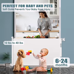 Retractable Gate (0 to 140cm)Relocatable Mesh Safety Gate Pen for Baby & Dog Pet Stair Gate