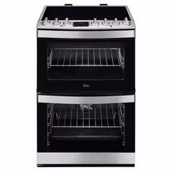 AEG CIB6732ACM - 948904301, Freestanding cooker, Black, Stainless steel, Buttons, Rotary, Stainless steel, Front, Electronic