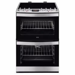 AEG CIB6742ACM - 948904303, Freestanding cooker, Black, Stainless steel, Buttons, Rotary, Stainless steel, Front, Electronic