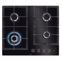 AEG HKB64450NB - 949640878, Black, Built-in, 60 cm, Gas, Glass, 4 zone(s)