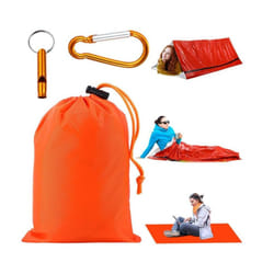 Reusable waterproof emergency sleeping bag with accessories