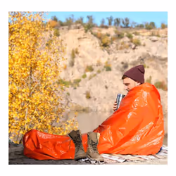 Reusable waterproof emergency sleeping bag with accessories
