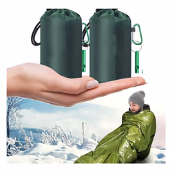 Reusable waterproof emergency sleeping bag with accessories