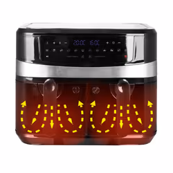 Emerio AF-126672 fryer Double 9 L Stand-alone 1700 W Hot air fryer Black, Silver