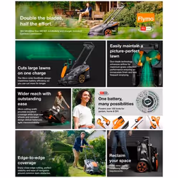 Flymo 36V UltraMow Duo 460 KIT 4.0 Walk behind lawn mower Battery Dark Grey, Orange