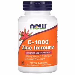 NOW Foods, C-1000 Zinc Immune, Vitamin C, 1,000 mg  & Zinc, 15 mg , 90 Veg Capsules