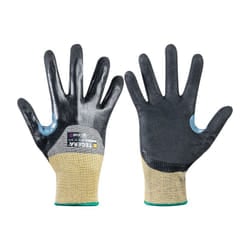 Cut Resistant Gloves, PU Coated, Black/Yellow, Size 7