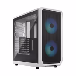 Fractal Design Focus 2, PC, White, ATX, micro ATX, Mini-ITX, Steel, Tempered glass, Multi, Case fans