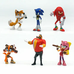 6PCS Sonic The Hedgehog Tails Knuckles 2'' Action Figure Model Toy Cake Topper