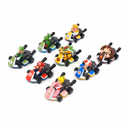 8 PCS Super Mario Kart Pull Back Car Luigi Toad Bowser Princess Figure Kids Toys