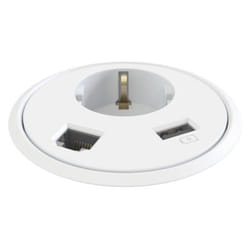 Kondator 935-PD12W socket-outlet Type F + USB A + RJ-45 White