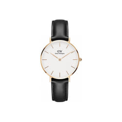 Daniel Wellington DW00100174 Black Leather Watch Steel Pink Gold Woman