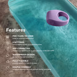 LELO TOR 3 Vibrating Penis Ring Cock Ring App Connected Adult Toy For Man and Woman With 8 Pleasure Settings For Enhanced Sensation, Base - Base Blue