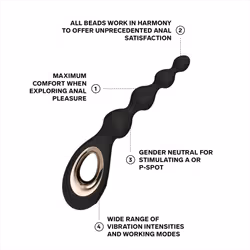 LELO SORAYA Beads Vibrating Anal Beads Massager With Bow-Motion Technology and 8 Vibrating Patterns, Adult Anal Toys, Black - Black