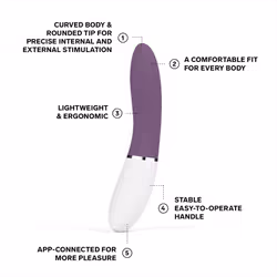LELO LIV 3 App-Controlled G-Spot Vibrator for Women with 8 Settings, Curved Shape Female Vibrator Sex Toys - Plum