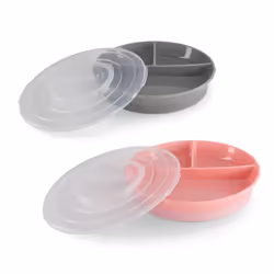 Baby Plate with Airtight Lid - 2 Pack | Divided Plates for Children | BPA-Free Baby Weaning Plate | 3 Parts Food Training Pla ...