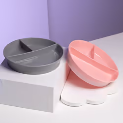 Baby Plate with Airtight Lid - 2 Pack | Divided Plates for Children | BPA-Free Baby Weaning Plate | 3 Parts Food Training Plate | 6m+ Baby feeding