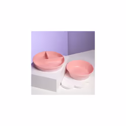 Baby Tableware Set | Baby Divided Plate + Baby Bowl | BPA-Free Baby Feeding Plate and Bowl | Food Training Kit for Kids | Pink