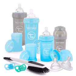Newborn Anti-Colic Baby Bottle Set with Milk Powder Container and Mixer - 9 Piece | 4 x Milk Bottles - 2 x Pacifier - 2 x Tea ...