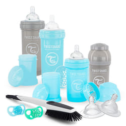 Newborn Anti-Colic Baby Bottle Set with Milk Powder Container and Mixer - 9 Piece | 4 x Milk Bottles - 2 x Pacifier - 2 x Teat - 1 x Bottle Brush |
