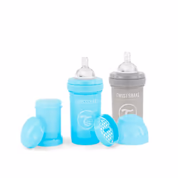Newborn Anti-Colic Baby Bottle Set with Milk Powder Container and Mixer - 9 Piece | 4 x Milk Bottles - 2 x Pacifier - 2 x Teat - 1 x Bottle Brush |