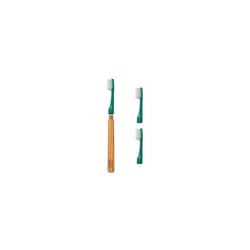 Choice Toothbrush, Soft, Green, 1pc Wooden Handle 3pcs Brush Heads, Soft Bristle Toothbrush, Good for Teeth Cleaning and Plaque Removal