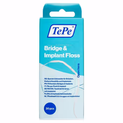 TePe Bridge and Implant Floss for Dental Implants Bridges and Braces Dental Flossers 30 Pieces