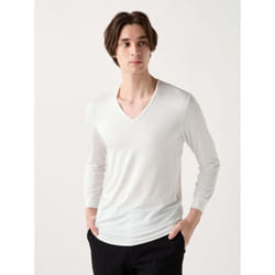 Uniqlo Japan HeaTTech V Neck T  9 4 sleeVes - 00 WHITE/4XL