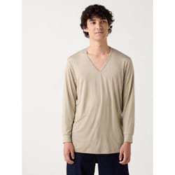 Uniqlo Japan HeaTTech V Neck T  9 4 sleeVes - 32 BEIGE/XL