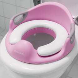 Navaris Potty Training Toilet Seat - Trainer Insert for Toddlers and Children with Padding, Handles, Backrest, Splash Guard, Size Adjust - Pink