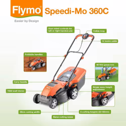 FLYMO Speedi-Mo 360C Rotary Lawn Mower - Orange & Grey, Orange - Additional view 5