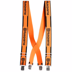 Husqvarna Hosenträger Metallclips, X-back suspender, Adult, Black, Orange, Clip on closure
