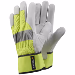 Ejendals TEGERA 198, Workshop gloves, Green, White, Adult, Adult, Scratch resistant, Latex, Leather, Nylon