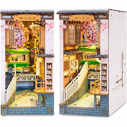 Robotime 3D Wooden Book Nook Bookshelf Puzzle for Adult(Sakura Densya)