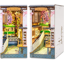 Robotime 3D Wooden Book Nook Bookshelf Puzzle for Adult(Sakura Densya)