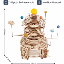 Robotime Solar System 3D Wooden Puzzle Model Build Kit for Adult Gift