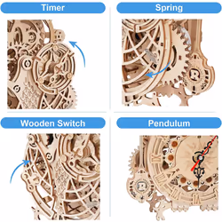 Robotime 3D Wooden Puzzle Owl Alarm Clock Model Kits for Adults Gift