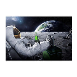 Astronaut Drinking Beer on Moon While Watching Earth Destroy Modern Canvas Painting Posters Prints Living Room Wall Art Pict - white, 20x30cm No Frame