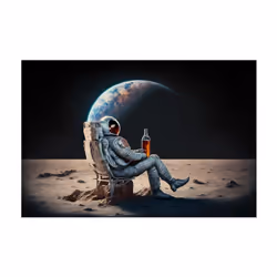 Astronaut Drinking Beer on Moon While Watching Earth Destroy Modern Canvas Painting Posters Prints Living Room Wal - antique  ...
