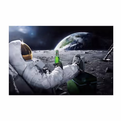 Astronaut Drinking Beer on Moon While Watching Earth Destroy Modern Canvas Painting Posters Prints Living Room Wall Art Pict ...