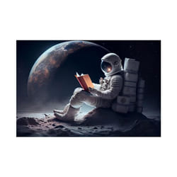 Astronaut Drinking Beer on Moon While Watching Earth Destroy Modern Canvas Painting Posters Prints Living Room Wall A - antique ruby, 50x70cm No Frame