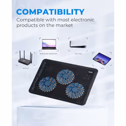 Cooling Pad 12"-17" Laptop Cooler with 3 Ultra Quiet Fans, Ergonomic Comfort Notebook Cooler with 2 USB Ports, Light-weight Gaming Laptop Cooler Stand
