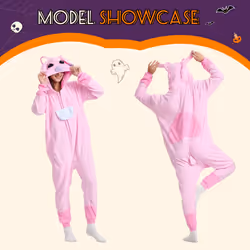 ROYAL WIND Adult Onesie Animal Pajamas Halloween Cosplay Costumes Party Wear Zipper Pink M