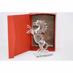 Clear Crystal Glass Horse Racing Standing Statue Figure Ornament